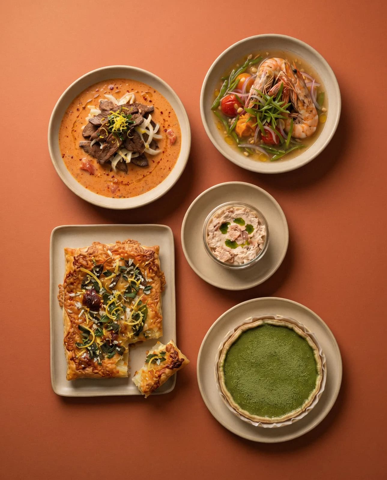 A selection of prepared Mr. Saucy dishes ready for delivery