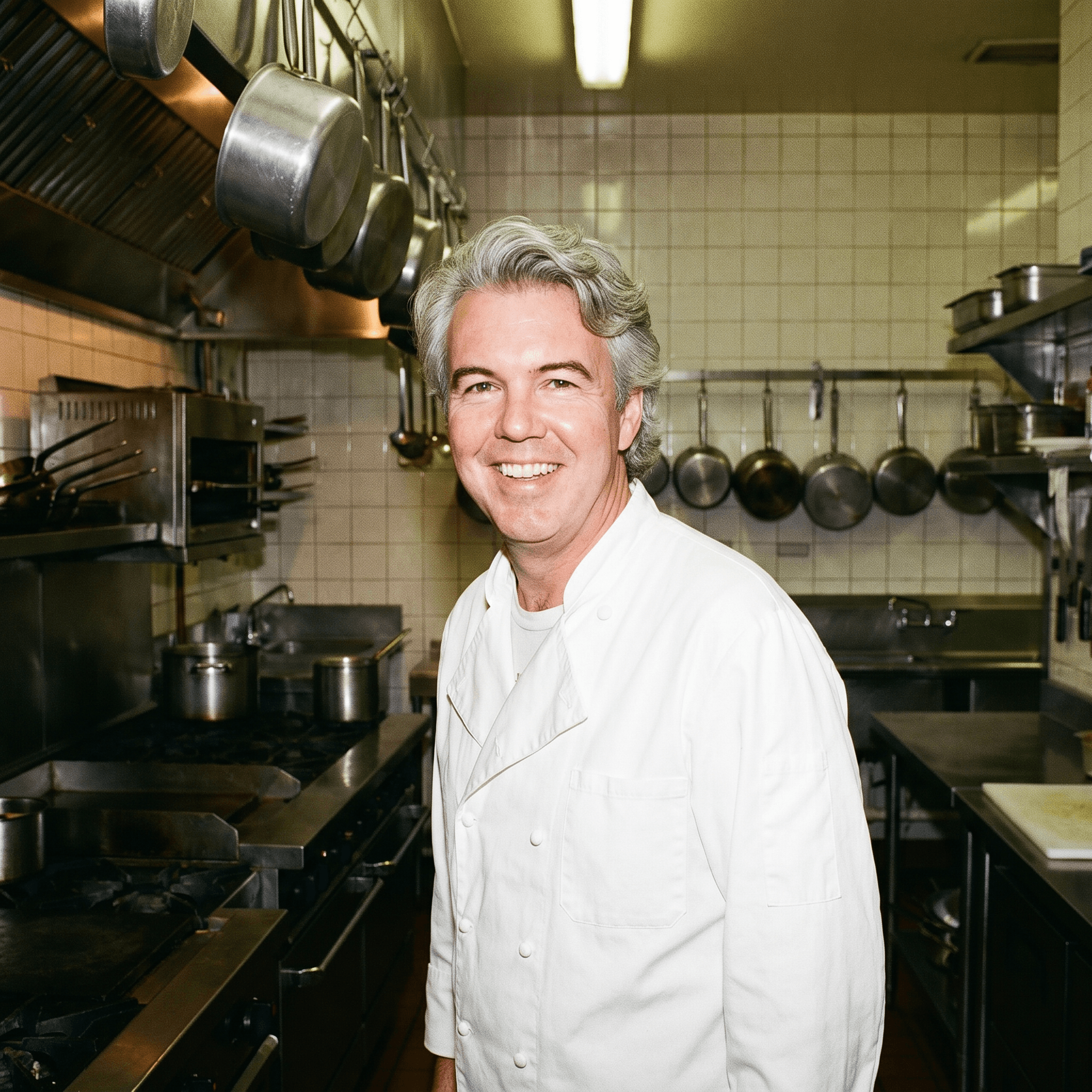 Christophe cooking in the Mr. Saucy kitchen