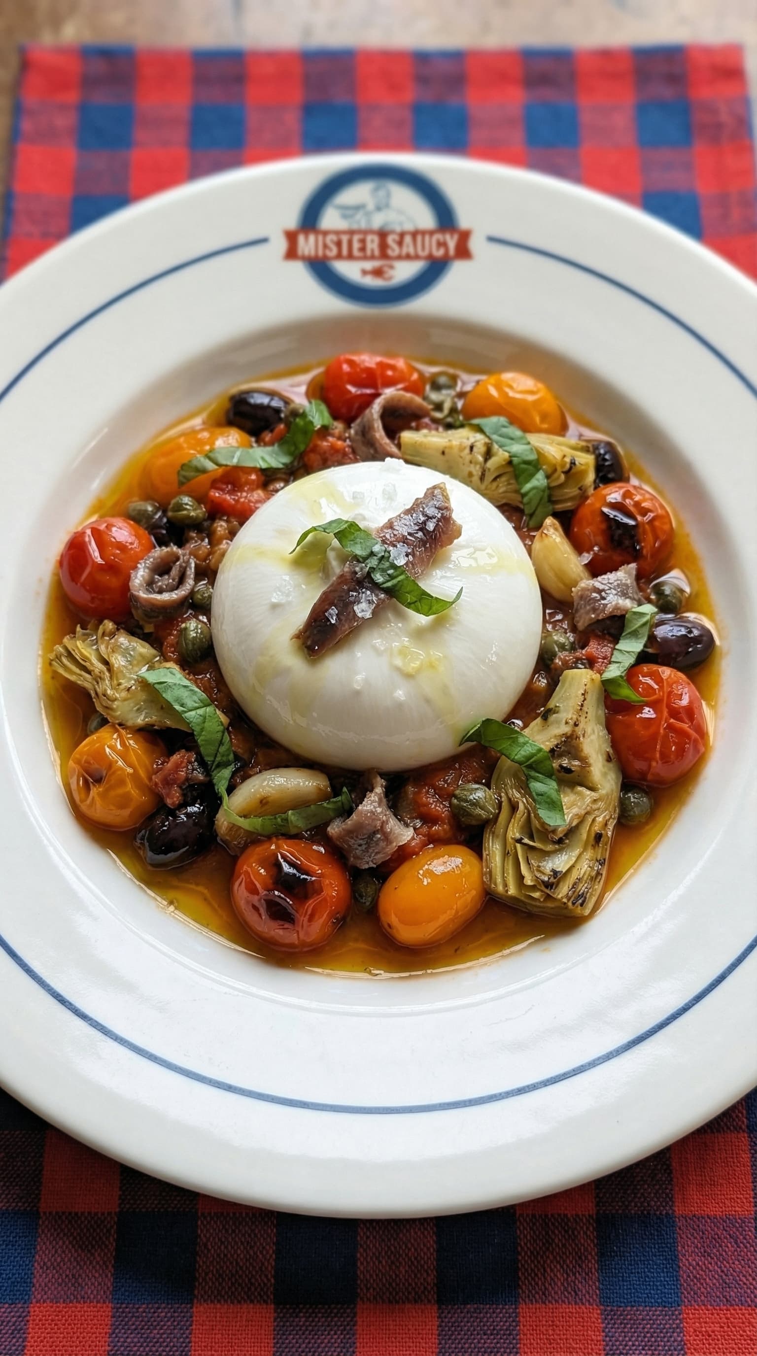 Whole Burrata alla Puttanesca
